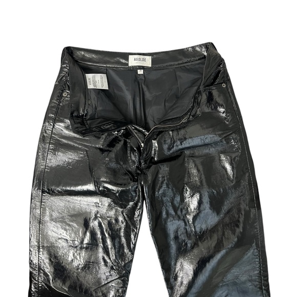 NWOT Agolde Black Recycled Leather Fitted 90's in Detox Pants - Size 29 - Picture 5 of 12